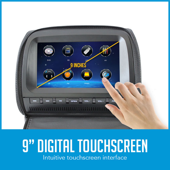 headrest car dvd player with touchscreen