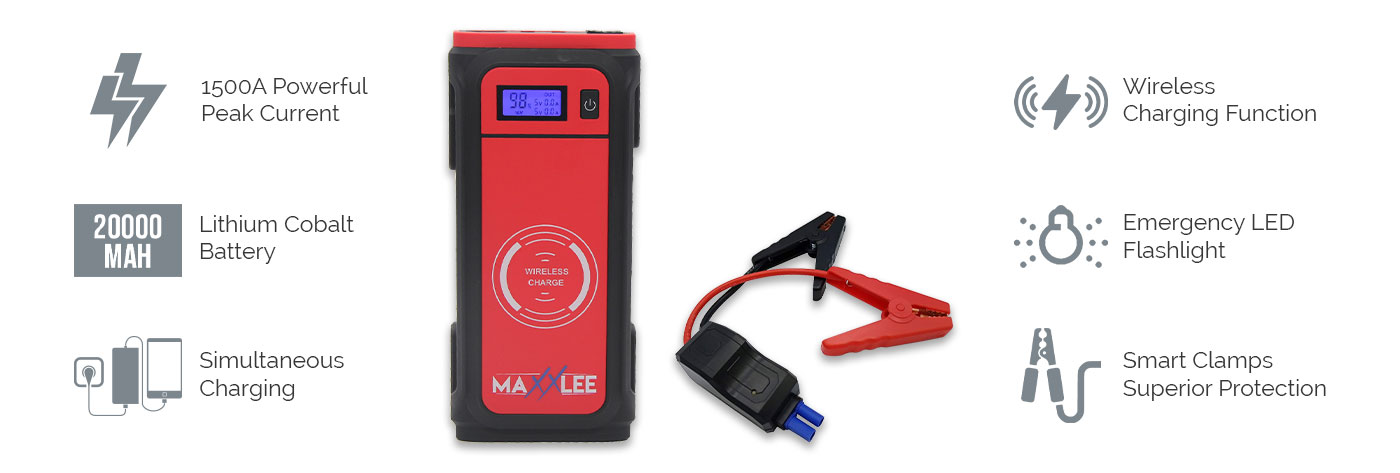 Maxxlee 1500A car battery charger jump starter