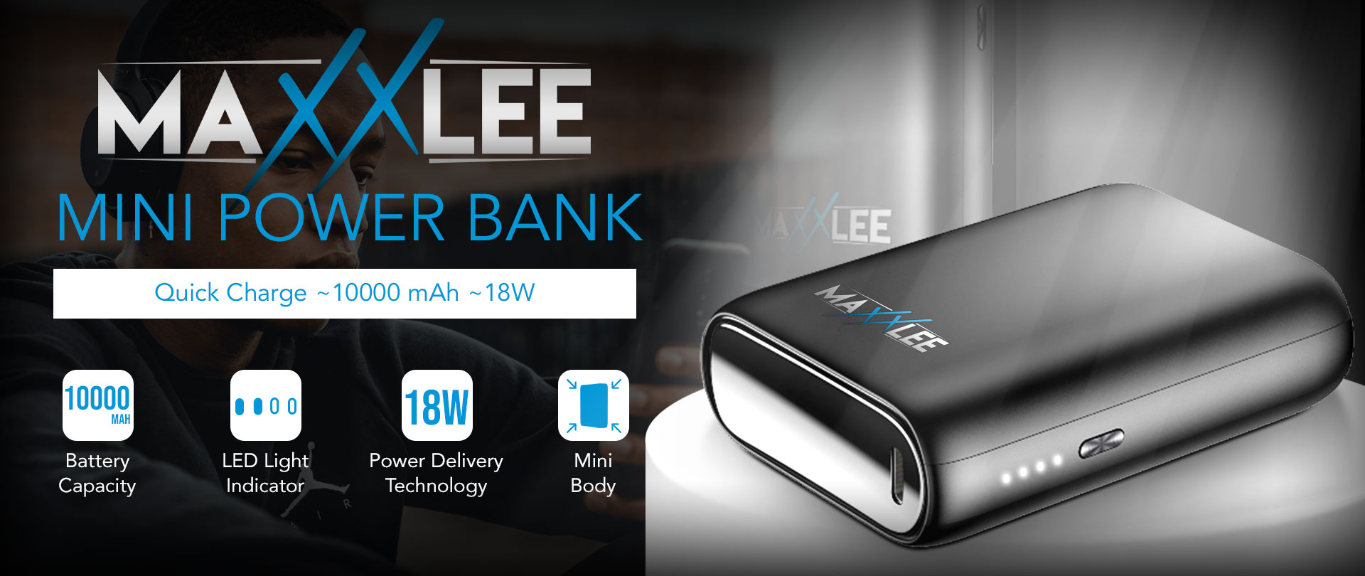 10000mAh Quick Charge 18W PD  Power Bank