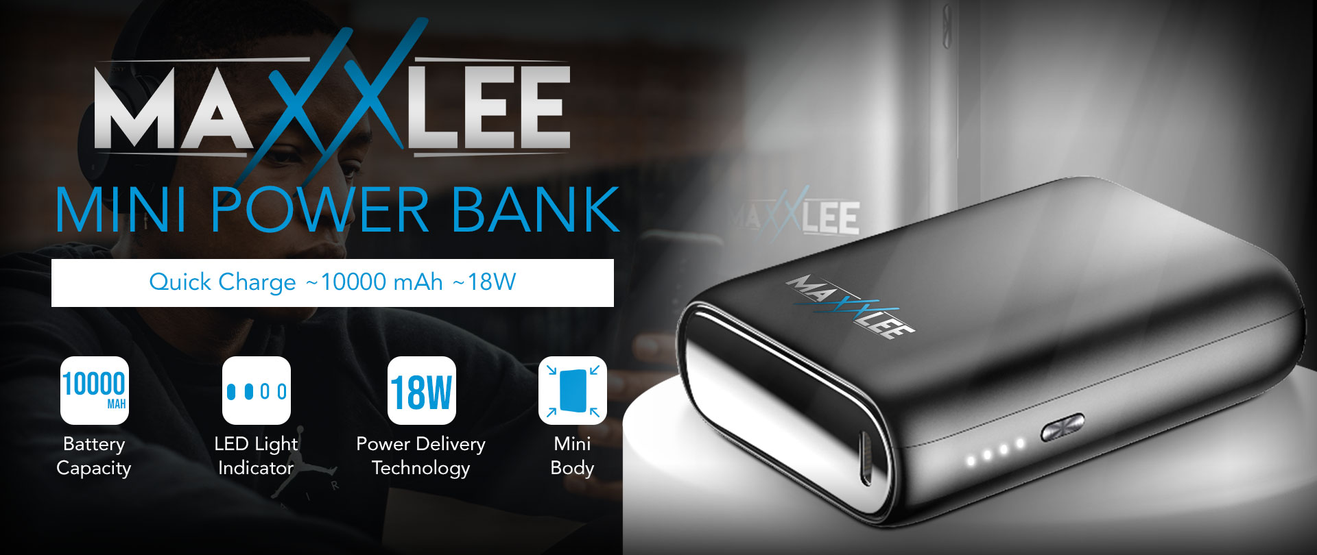 10000mAh Quick Charge 18W PD Power Bank