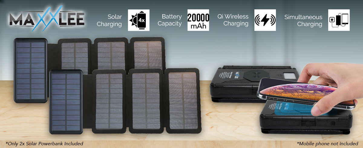 Maxxlee 20000mAh 4 Solar Panel Power Bank