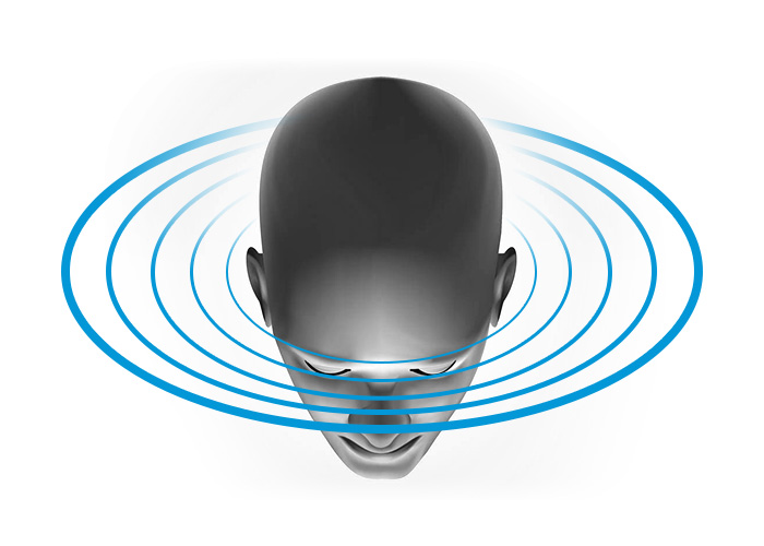 3D surround sound graphic on bluetooth earphones