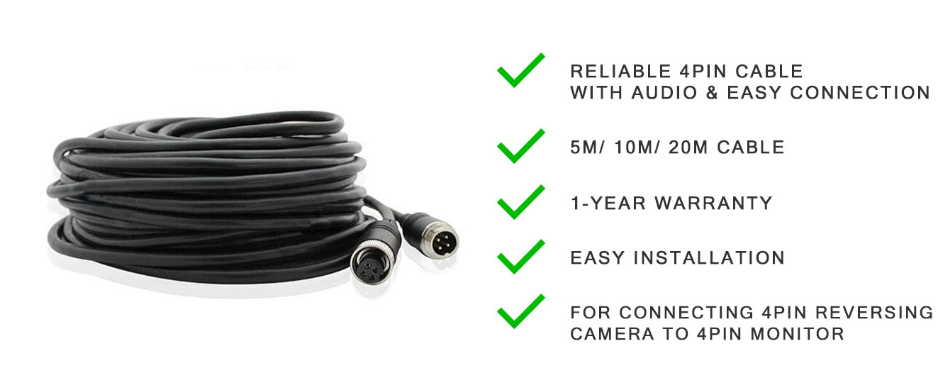 Elinz Extra 5M, 10M, or 20M 4PIN Cable with Audio Transmission Features