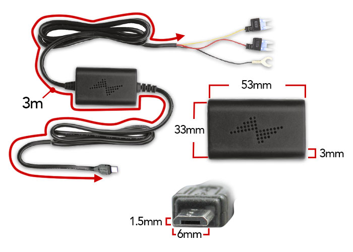 Hardwire Kit Charger Dimensions