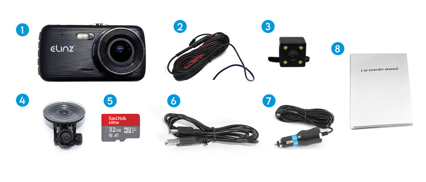 Car DVR Recorder Dash Camera,  Reverse Camera, Accessories
