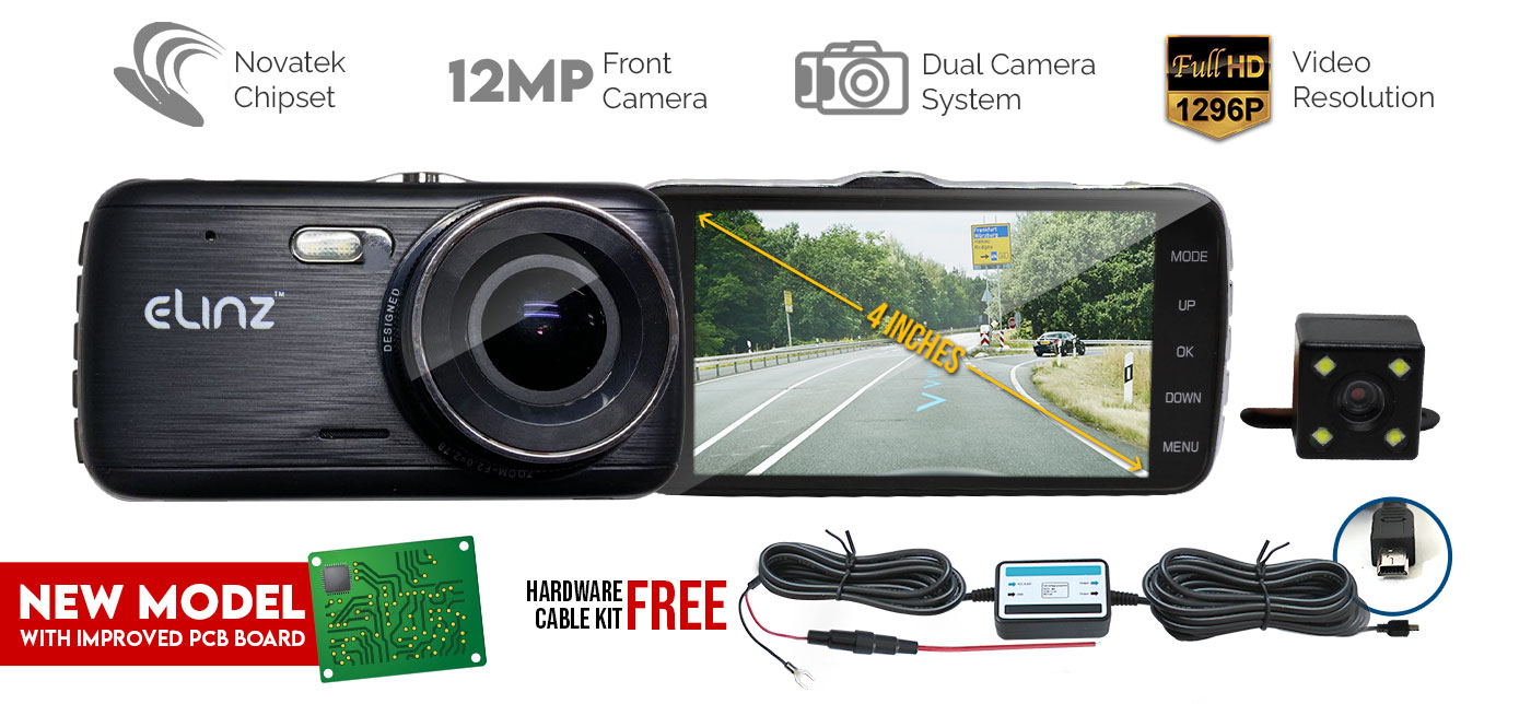 4.0 Inch LCD Car Dash Cam Dual Camera Reversing