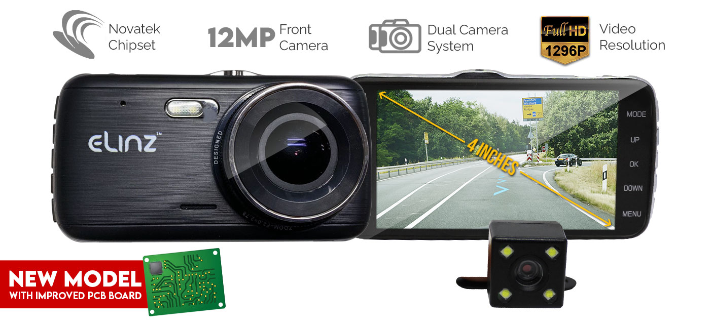 4.0 Inch LCD Car Dash Cam Dual Camera Reversing