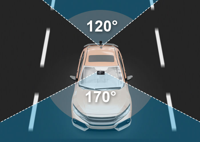 170° Front , 120° Rear Camera Angle