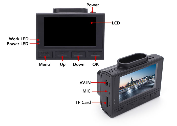 4K 2K Dual Dash Cam Labels