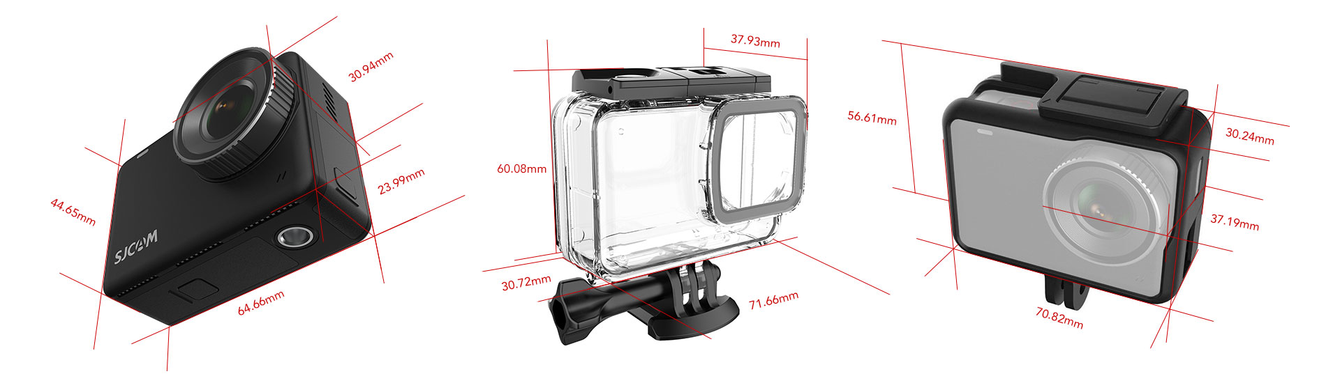 SJCAM SJ10 Pro Action Camera Dimensions