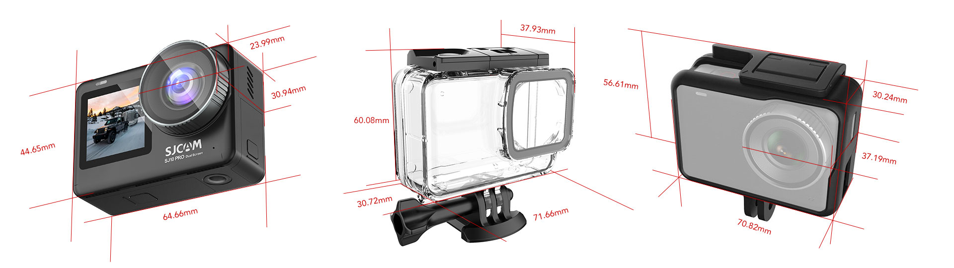 SJ10 Pro Dual Screen Camera Dimensions