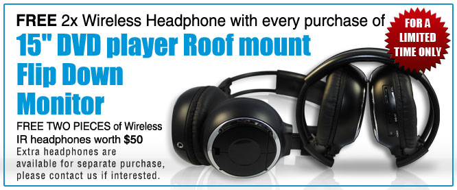 Roof mount dvd player free headphone