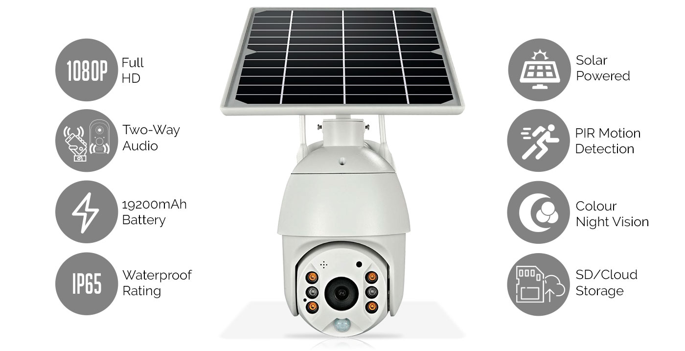 solar ip security camera ptz 1080p