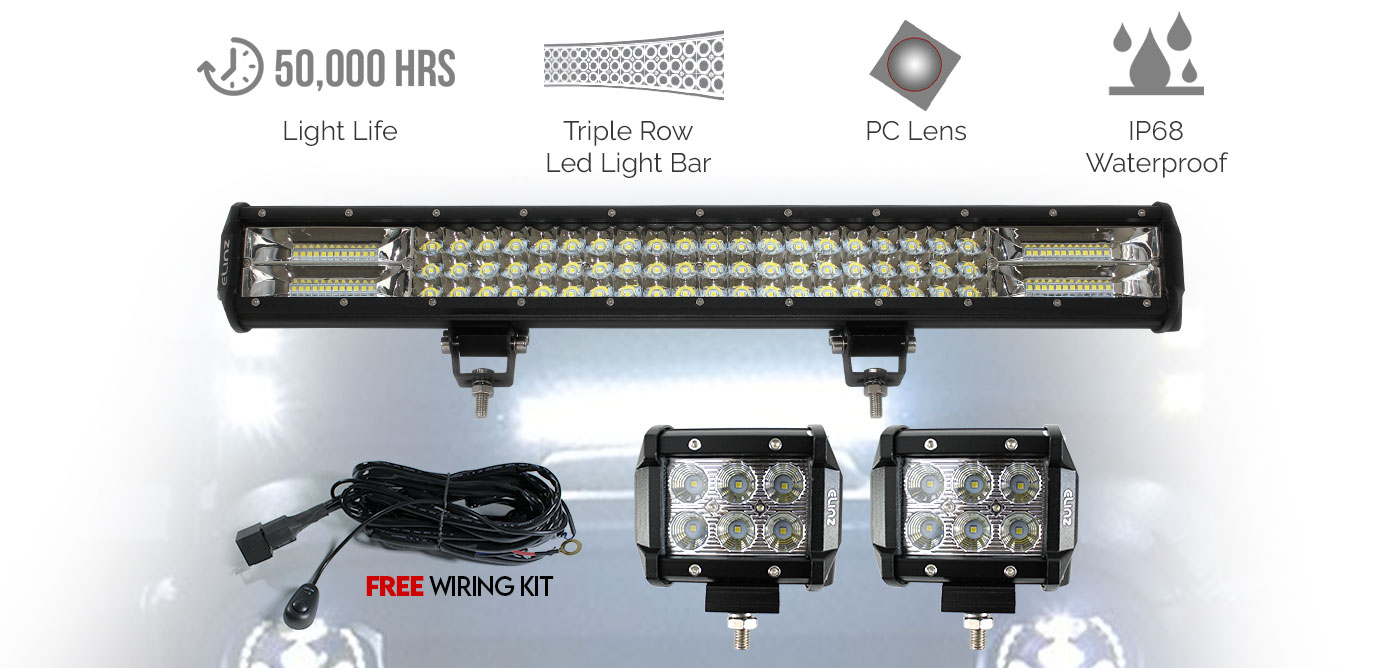 23” LED Light Bar and 4 inch CREE Worklight