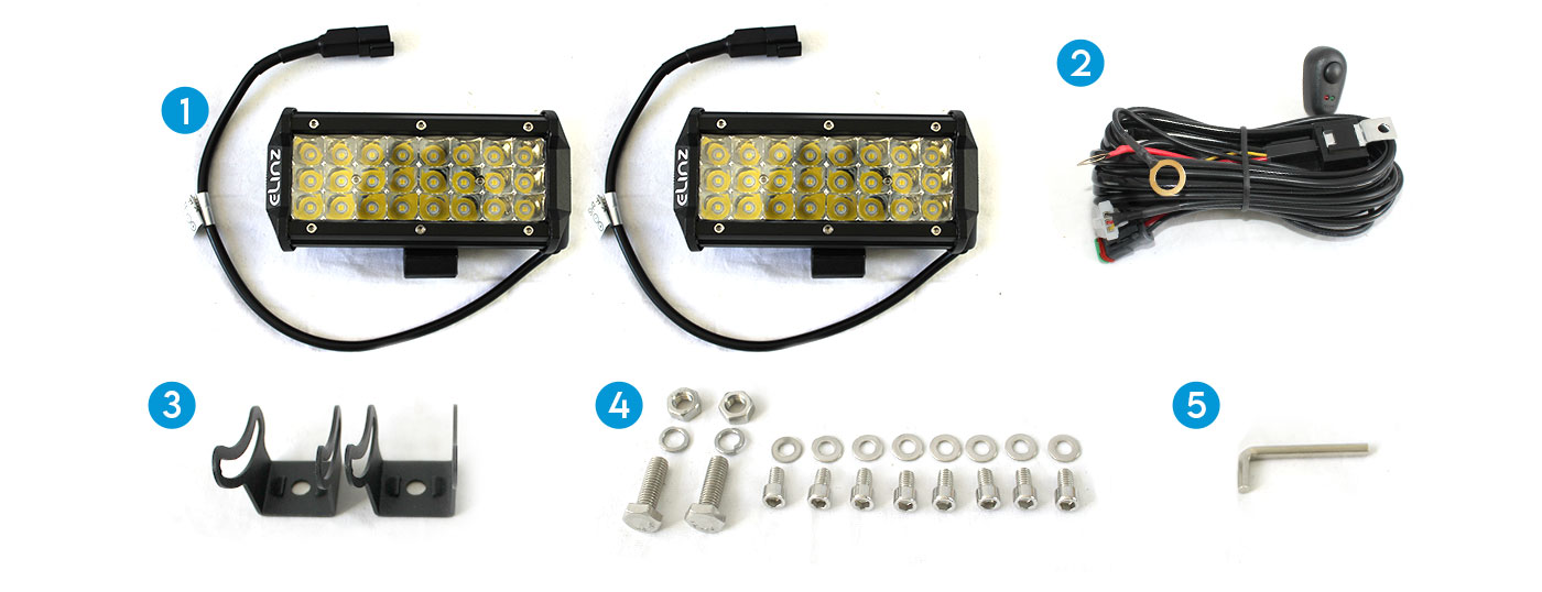 7 Inch LED Light Bar and accessories