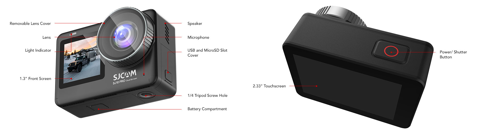 SJCAM SJ10 Pro Dual Screen Action Camera Labels