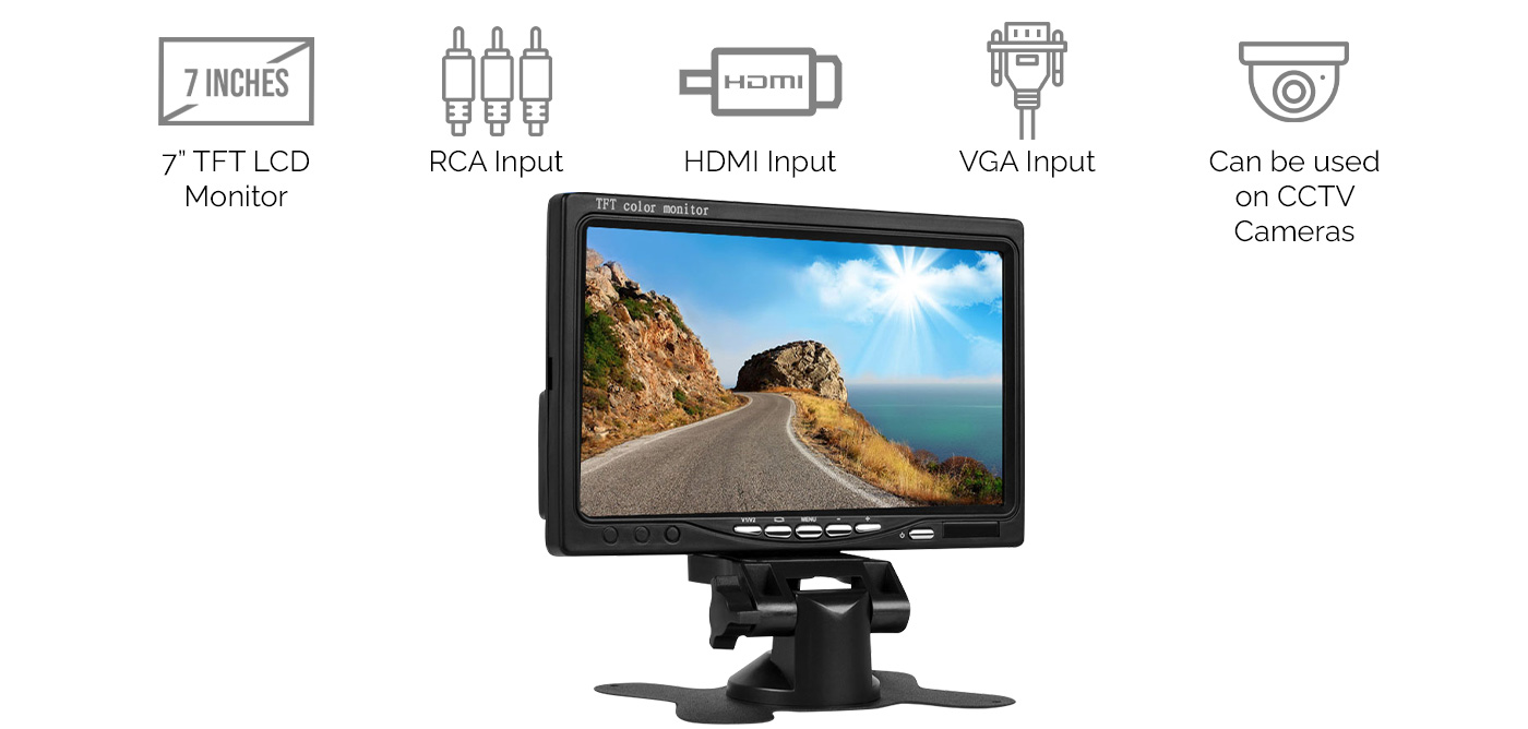 7 inches TFT LCD Monitor for Car Rear View Home CCTV System