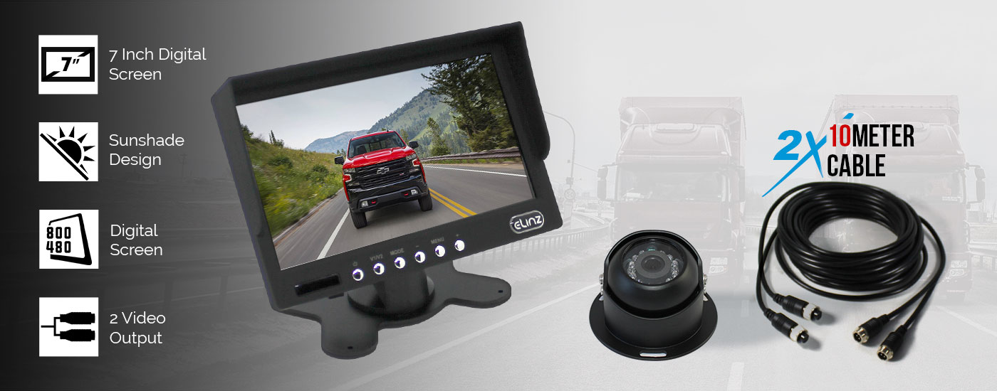 reversing camera with captions "IP68 waterproof, 5 MP camera, 120 degree view"