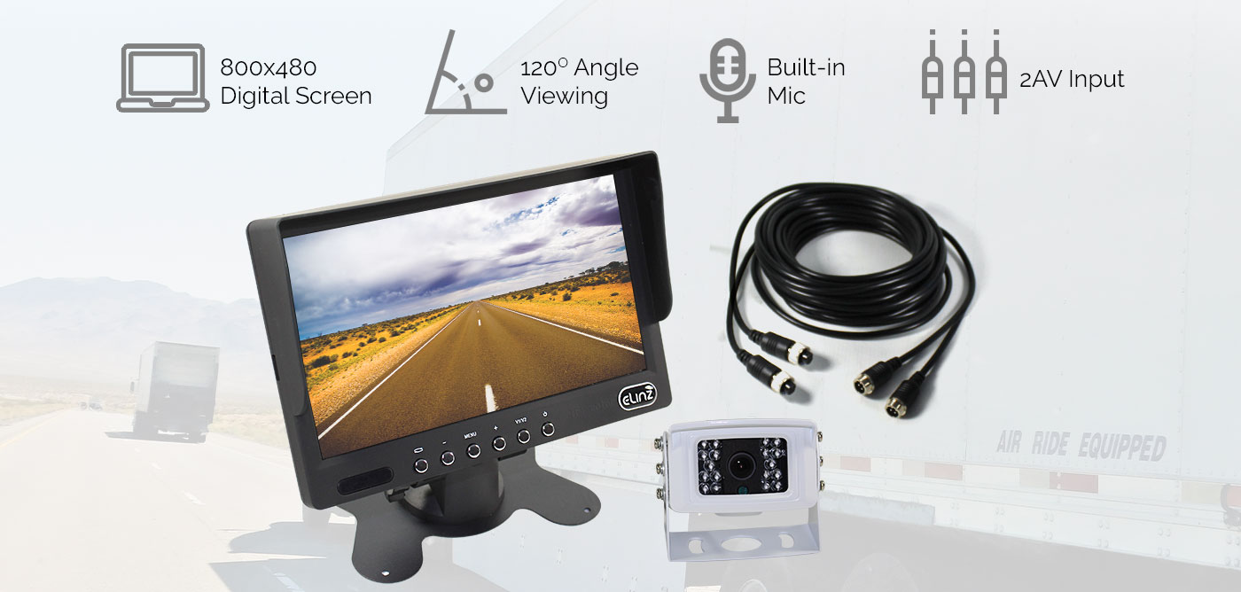 reversing camera with captions "IP68 waterproof, 5 MP camera, 120 degree view"