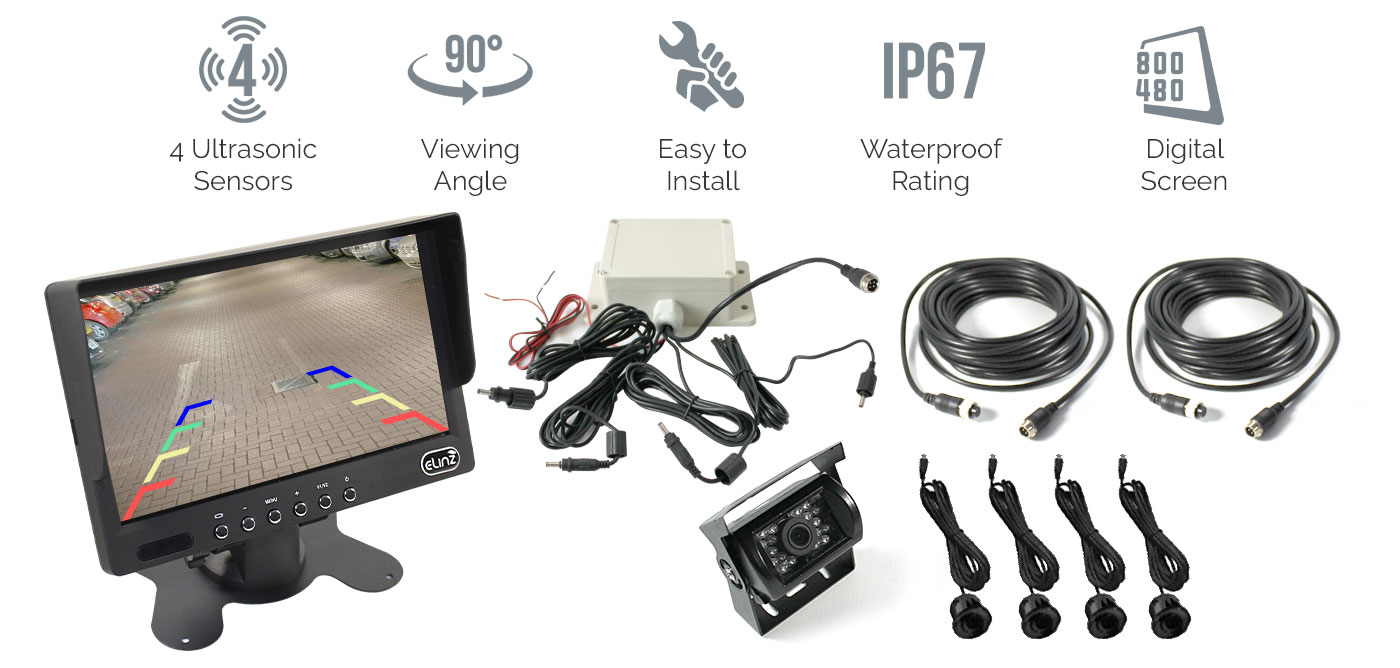 reversing camera & monitor with ultrasonic parking sensors