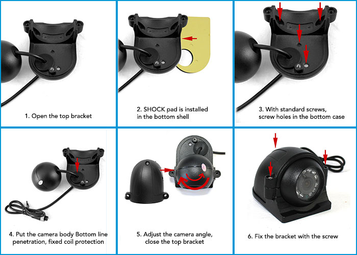 installation diagram for reversing camera in shock pad