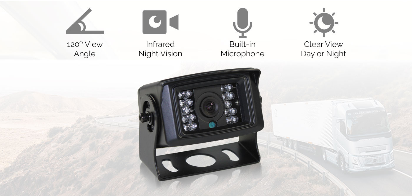 Round heavy duty reversing camera with image of truck