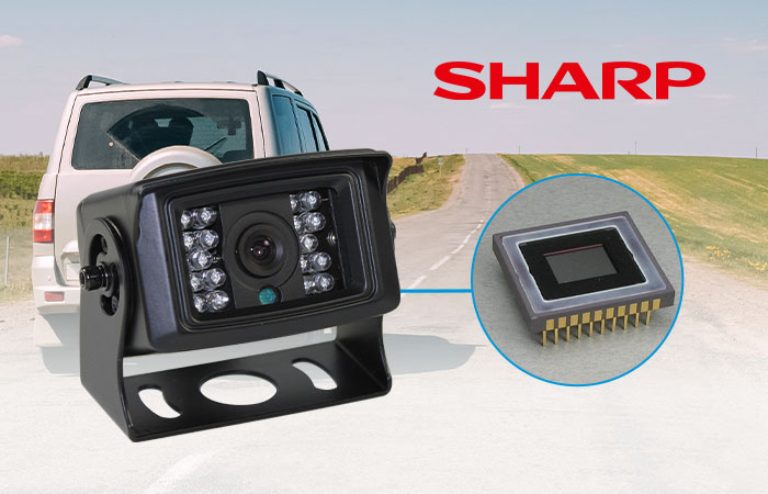 side camera mounted on truck with caption "90 degrees wide view angle"