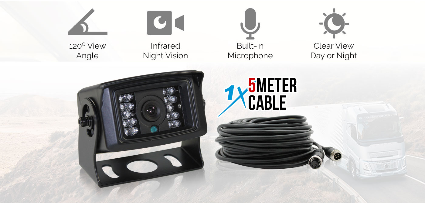 Round heavy duty reversing camera with image of truck