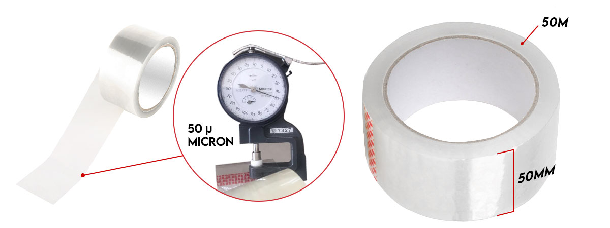 Big Packing Tape 50mm x 50M 50µ Micron 6 Rolls Dimensions