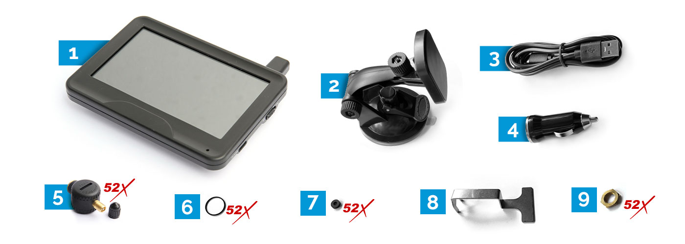 Touchscreen Truck TPMS with High-Pressure Flow-Thru 52x Sensors