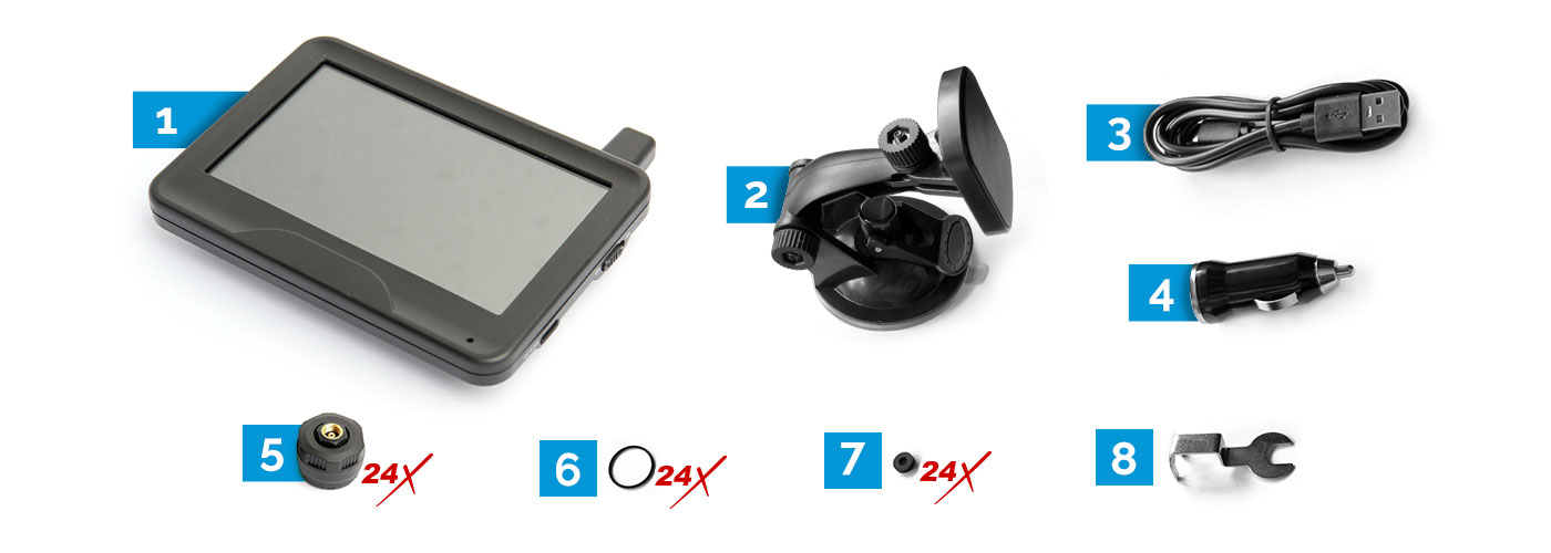 Touchscreen Truck TPMS with High-Pressure Anti-Theft External Cap 24x ...