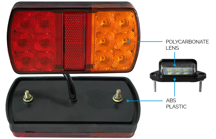 ABS and Polycarbonate Lens 12v trailer light