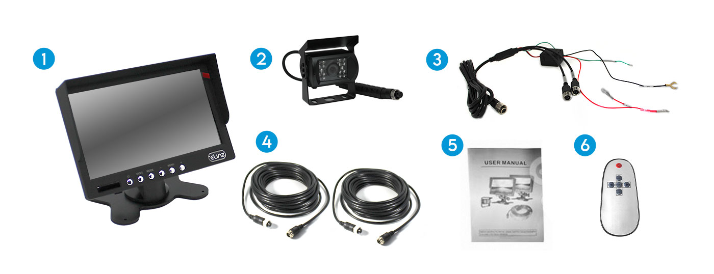 7 inch Monitor 12V 24V IR LED Reversing Camera System Package