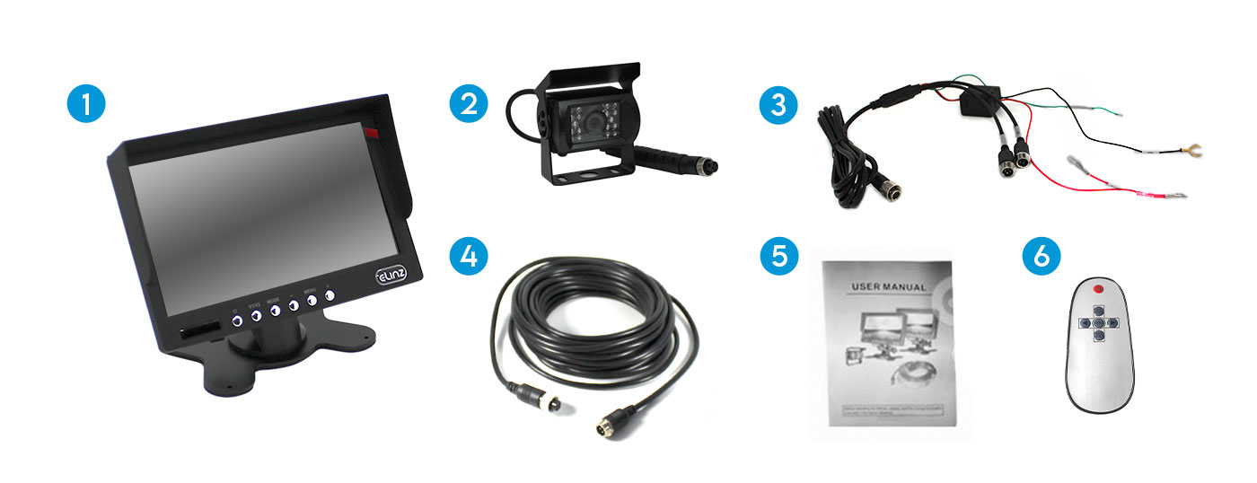 7 inch Monitor IR LED Reversing Camera System Package