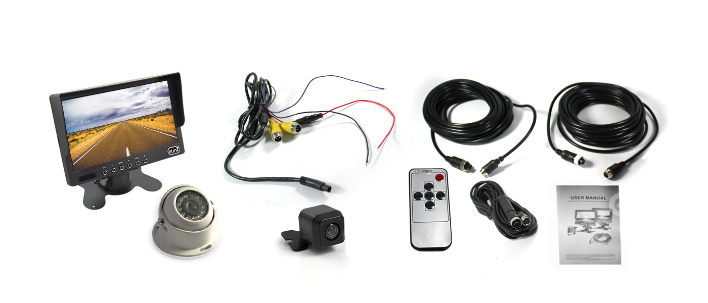 Caravan Two Camera 4PIN System 7inch Monitor Reversing CCD Cam Kit Package