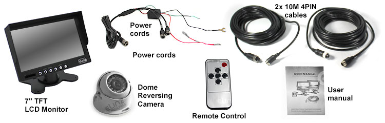 7 inch Monitor Reversing CCD Eyeball Camera Package