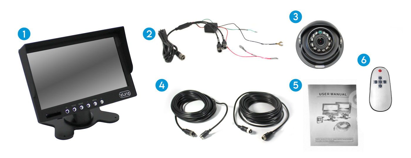 7 inch Monitor Reversing CCD Eyeball Camera Package