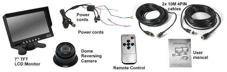 7 inch Monitor Reversing CCD Eyeball Camera Package