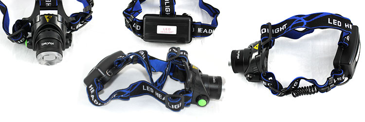cree headlamp flashlight front, side and back view