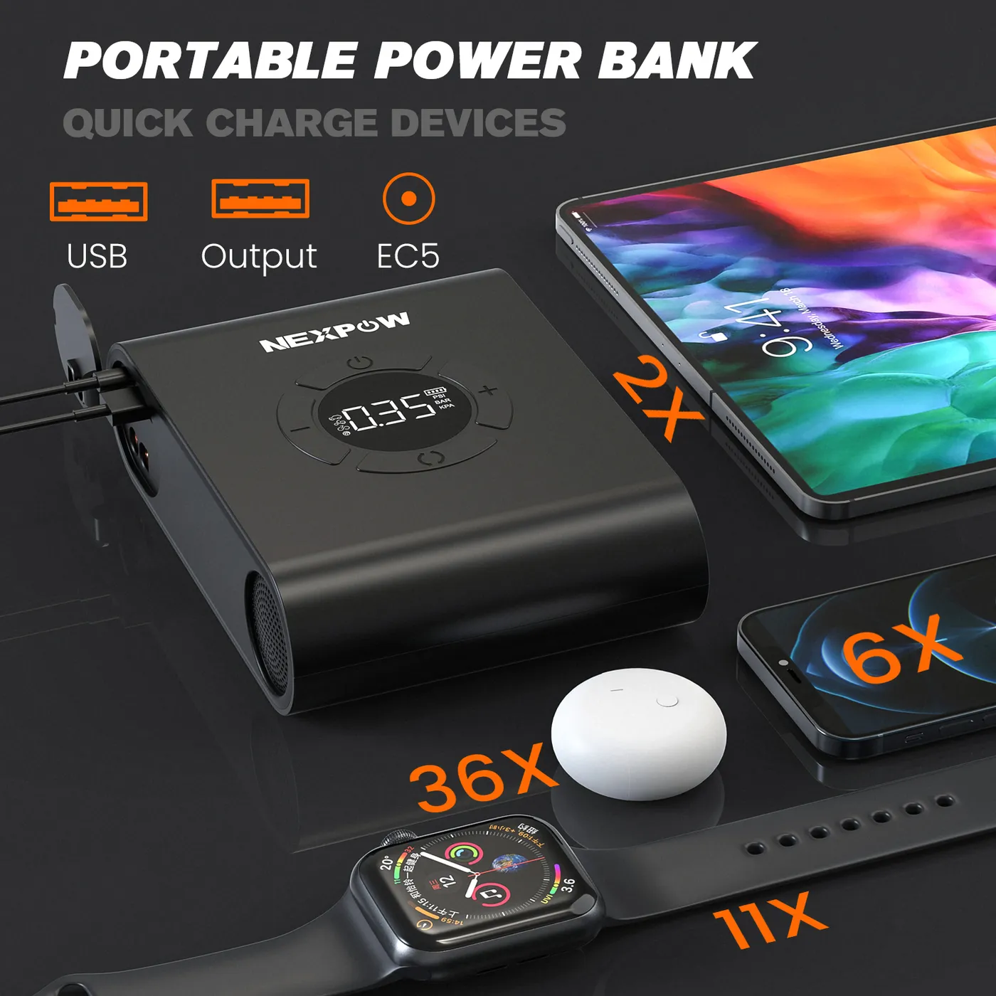 black battery jump starter with power bank