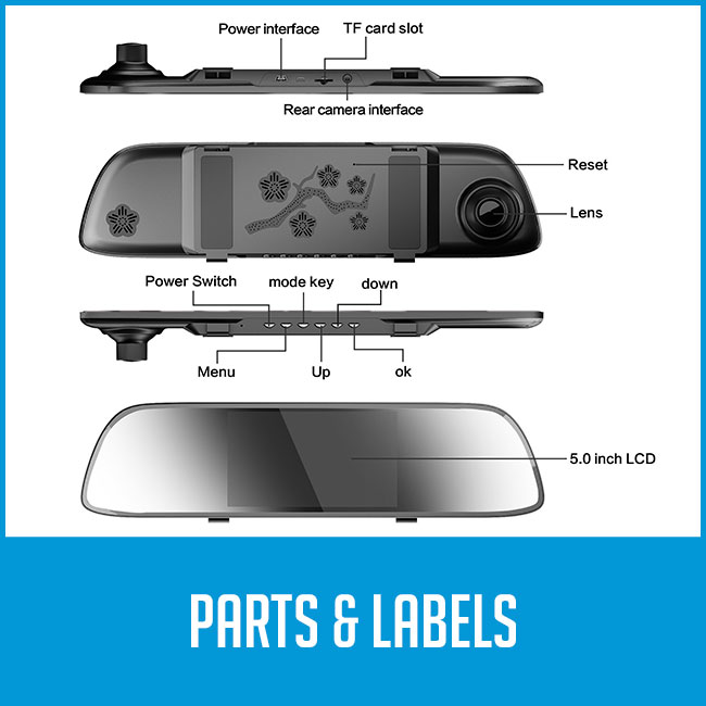 button labels on rearview mirror monitor