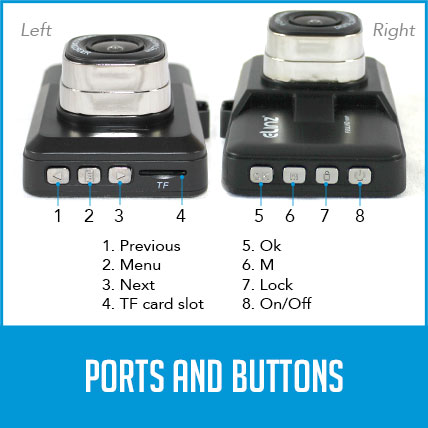 Buttons Dash Cam Dual Reversing Camera