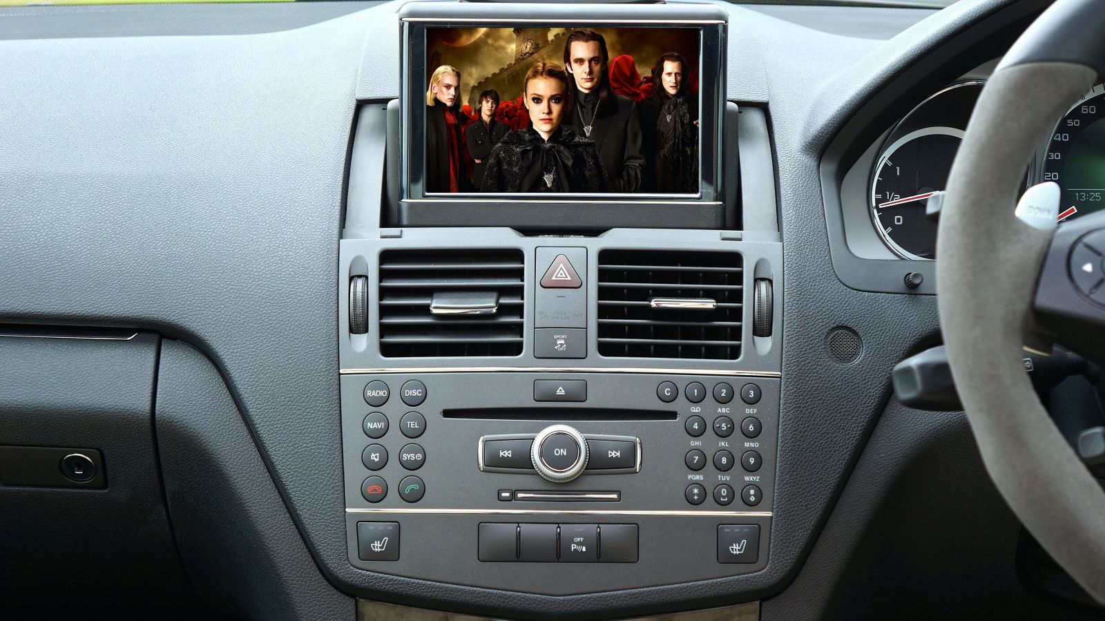 car dvd player showing twilight movie in the screen