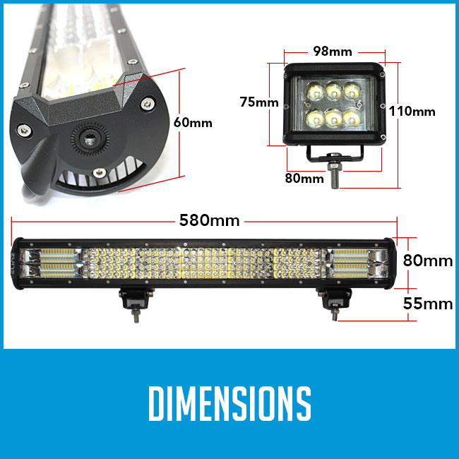 led light bar dimensions, 580mm width, 80mm height, 60mm thickness