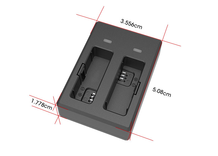 Dual-Slot Battery Charger for SJCAM Action Camera SJ10 Series Dimensions