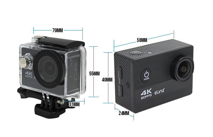 4k60fps action camera Dimension