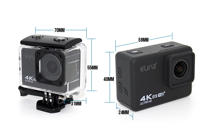 4K HD Sports Action Camera Dimensions