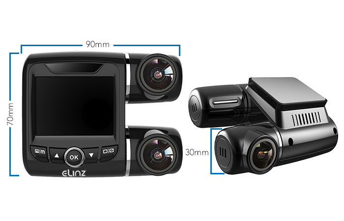 Dash Cam Dual Camera Dimensions