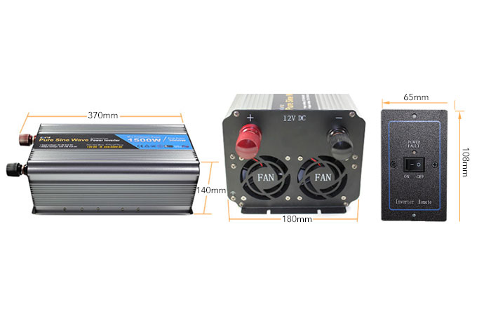 1500W Pure Sine Wave Inverter with Remote Dimensions