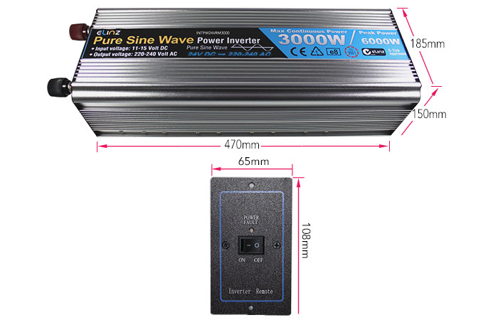 5000W Pure Sine Wave Inverter with Remote Dimensions